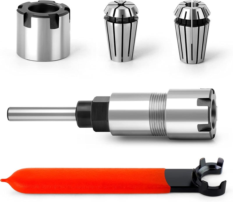 MEIGGTOOL 1/4 Inch Shank Router Bit Extension Collets ER16M Extender Chuck Converter Adapter, Convert 1/8-Inch & 1/4-Inch Shank Bits for Milling Lathe Tool Workholding and CNC Engraving Machine - Image 1